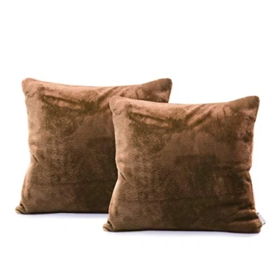 Immagine di DecoKing 58473 2 federe 45 x cm, in microfibra, con chiusura lampo, colore marrone cioccolato