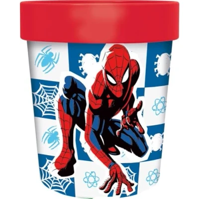 Immagine di Marvel Bicchiere rosso per bambini in plastica Spiderman Uomo Ragno 260 ml con base antiscivolo