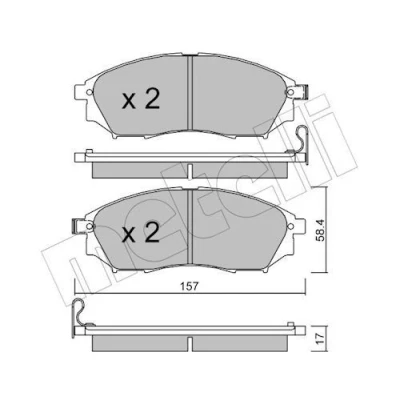 Immagine di METELLI 22 0819 0 Kit pastiglie freno con segnalatore acustico usura NISSAN: Qashqai / Qashqai+2 I, NP300 Navara Pick up, Pathfinder 3