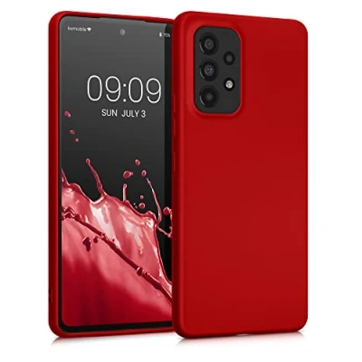 Immagine di kwmobile Custodia Compatibile con Samsung Galaxy A53 5G Cover Back Case Morbida Protezione in Silicone TPU Effetto metallizzato rosso scuro