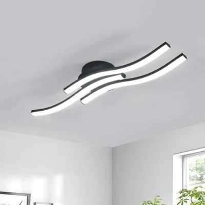 Immagine di Comely Plafoniera Soffitto 20W 2050LM, Nero 3 Linee Lampadario LED Moderno, Lampada da 6500K Bianco Freddo per Cucina, Camera Letto, Balcone