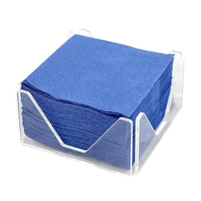Immagine di Hostelnovo Portatovaglioli Cocktail in Metacrilato Trasparente 10 x cm Include 50 tovaglioli blu