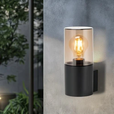 Immagine di Miratic Applique da Parete Esterno Ideale per Facciate Balconi Giardini IP54 Lampada a E27 Lampadina non Inclusa Muro Colore Grigio (senza sensore di movimento)