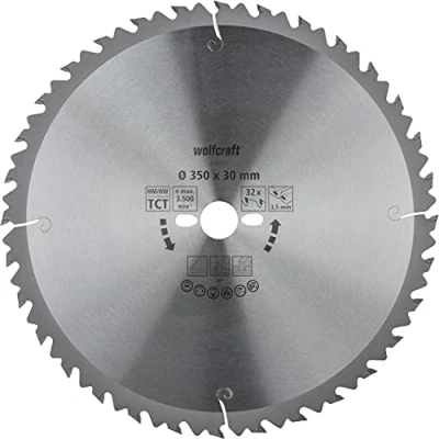 Immagine di Wolfcraft 6666000 Lama circolare in metallo duro 350 x 30 3.5 mm Numero di denti: 32 1 pz.