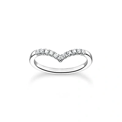 Immagine di THOMAS SABO Anello da donna a forma di V con pietre bianche TR2394 051 14, 52, Argento sterling, Zirconia cubica