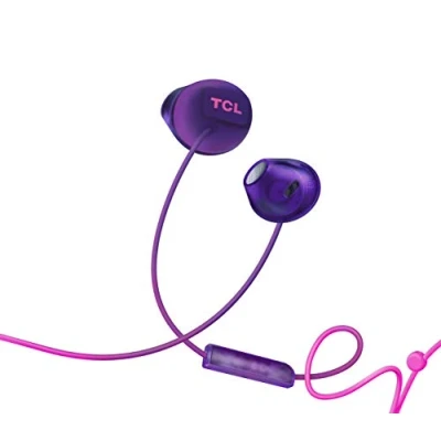 Immagine di TCL SOCL200 Cuffie auricolari con microfono (Secure Fit, integrato e telecomando per il controllo di musica chiamate, cancellazione dell&#039;eco), Viola