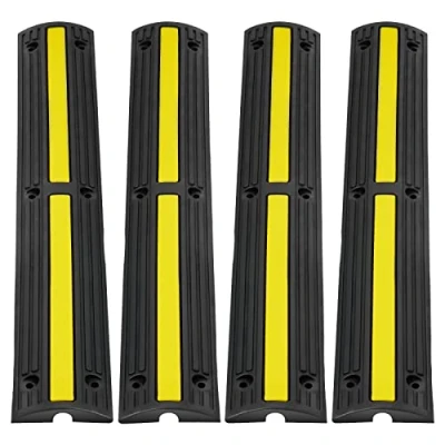 Immagine di VEVOR Passacavo in Gomma da 4 Pezzi per Protezione dei Cavi Tubi a Pavimento Misura di Canale 3 x 2 cm, Rampa Modulare Impermeabile Carico 8,16T, Stradale