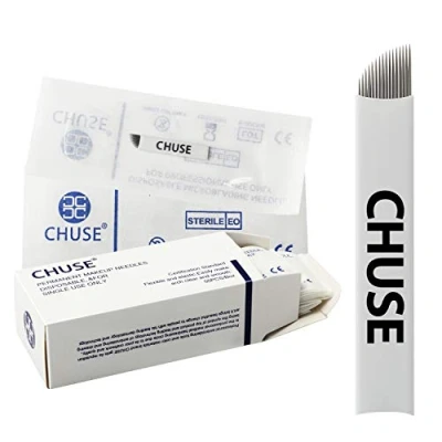 Immagine di Chuse S16 aghi microblading permanente lame sopracciglio di trucco delle labbra del tatuaggio manuale curvo lama 50 pezzi/scatola
