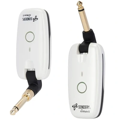 Immagine di Sondery Wireless Guitar System: Trasmettitore e Ricevitore Compatibili con Diversi Strumenti Chitarra, Basso, Keyboard, Batteria 7 Canali, AirMate II UHF Ricaricabile