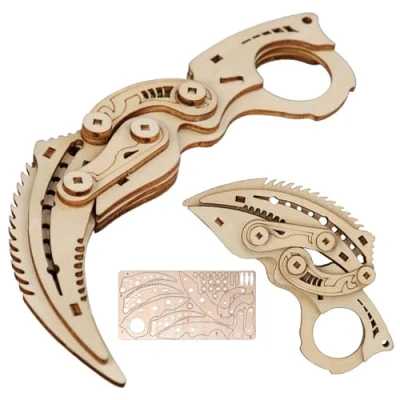 Immagine di QiKKago Coltello Karambit In Legno Puzzle CSGO Knife A Farfalla Da Allenamento Finto Butterfly Balisong Trainer Caccia Tascabile Gravity Regali Originali Per Adulti Uomini Donne Bambini