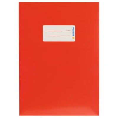 Immagine di HERMA 19762 copertina per quaderni, formato A5, in cartone rosso, con etichetta carta robusta e extra resistente, quaderni scolastici, colorata