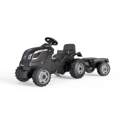Immagine di Smoby Trattore Farmer XL Black + Rimorchio, 7600710131, Sedile regolabile, 3 anni