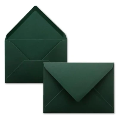 Immagine di 75x Buste B6 17,5 x 12,5 cm verde pino colla umida con lembo a punta 120 g/m² per matrimoni, biglietti d&#039;auguri, inviti