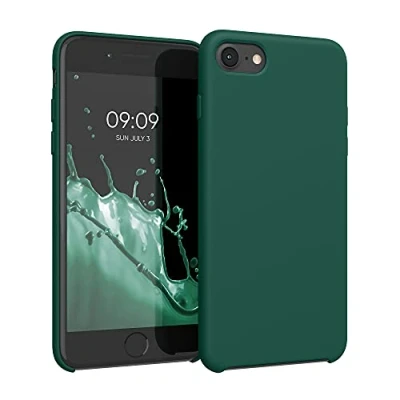 Immagine di kwmobile Cover per Apple iPhone SE (2022) / (2020) 8 7 Custodia Back Case Smartphone in Silicone TPU Protezione Gommata verde bottiglia