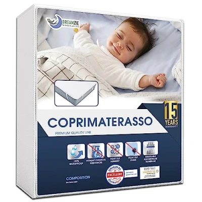 Immagine di Dreamzie Coprimaterasso Lenzuola Lettino 70 x 140 cm (confezione da 2) OEKO TEX 4 Angoli Elastici