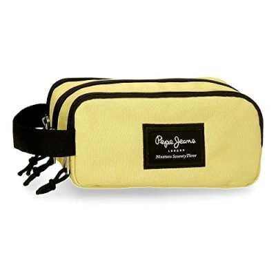 Immagine di Pepe Jeans Aris Astuccio triplo 22 x 12 5 cm, realizzato in poliestere, dimensioni per zaino e portafoglio, di Joumma Bags, Giallo chiaro, Talla Unica,