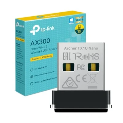 Immagine di TP Link AX300 WiFi 6 USB, Chiavetta per PC Fisso, 2.4 GHz 286 Mbps, Supporta Windows 11/10/7 e Linux, Modalità AP, Design Nano, MU MIMO, OFDMA, Archer TX1U Nano