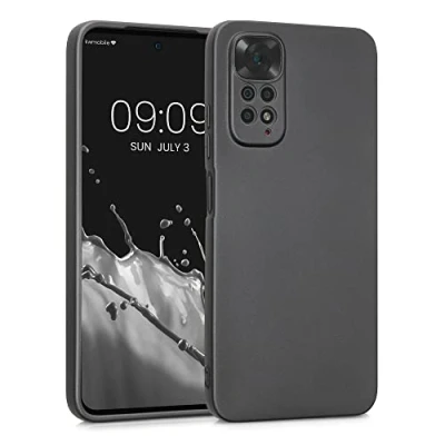 Immagine di kwmobile Custodia Compatibile con Xiaomi Redmi Note 11 / 11S Cover Protezione Back Case Morbida Silicone TPU Effetto metallizzato grigio
