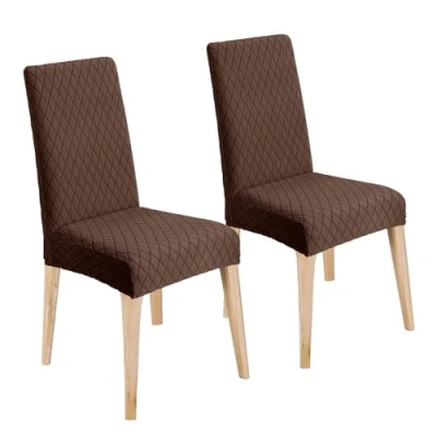 Immagine di LANSHENG Coprisedie, Elasticizzato Coprisedie con Schienale, Moderno Coprisedia Lavabile Estraibile, Fodere Universale per Sala da Pranzo Cucina, Coperture Sedie (Marrone, 2 Pezzi)
