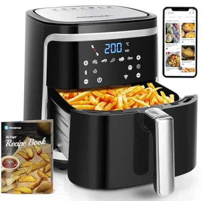 Immagine di Aigostar Smart Cube Friggitrice ad aria intelligente, 1900W, 7L. modalità manuale, schermo LED, 7 funzioni preimpostate con mantenimento calore in manuale. Connessione Wi Fi. Senza BPA