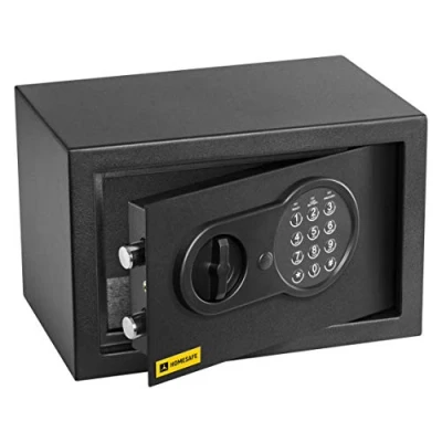 Immagine di Homesafe HV20E Cassaforte di Sicurezza con Serratura a combinazione elettronica, Muro per casa, hotel, ufficio, documenti, oggetti valore, 20x31x20cm, Satin Nero Carbonio, 10.8L