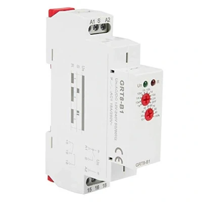 Immagine di Interruttore di Ritardo Temporizzato, GRT8 B1 Delay Time Relay Relè Temporizzato Multifunzione Montaggio su guida DIN 35mm AC/DC 12 V 240 50 60 Hz, Con Indicatori LED