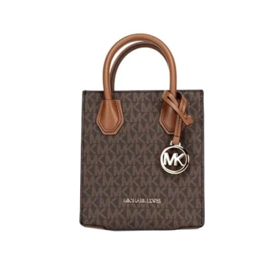 Immagine di Michael Kors Mercer, Borsa a tracolla extra piccola in pelle martellata, Marrone
