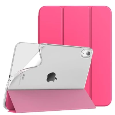 Immagine di TiMOVO Custodia Compatibile con iPad 10 Generazione 10,9&quot; 2022, Smart Cover in PU Supporto, Funzione di Auto Sveglia/Sonno, Retro TPU Morbido, Rosa Brillante