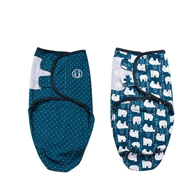 Immagine di Copertina Neonati Cotone Fasciante Swaddle Neonato Maschio e Ragazza Kit 2x Copertine Coperta Avvolgente (0 2 mesi, blu)