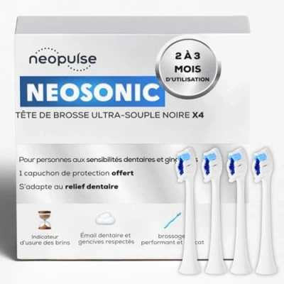 Immagine di NEOPULSE Confezione da 4 testine ultra morbide, per spazzolini elettrici NEOSONIC (bianco)