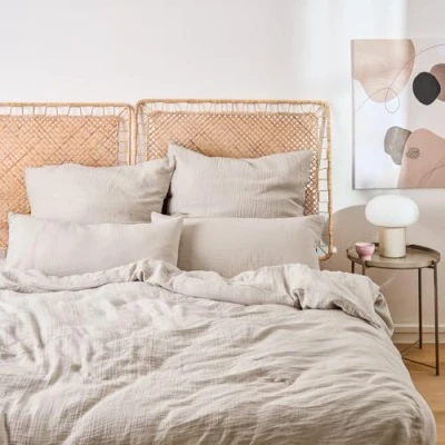 Immagine di Blumtal Biancheria da Letto Mussola 200x200 cm Oeko Tex Certificata in Cotone Copripiumino + 2X Federe 40x80 Estiva Grigio