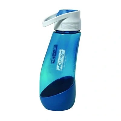 Immagine di Kurgo Gourd Borraccia da Viaggio per Cani e Dispenser d&#039;Acqua 2 in 1, Ciotola Portatile Cani, Staccabile, circa 710 ml, Blu