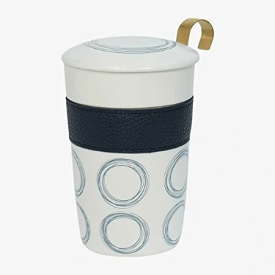 Immagine di Eigenart Teaeve Circular Blue 80057 B Tazza in porcellana con coperchio e filtro acciaio inox, senza BPA, 350 ml, colore: Blu