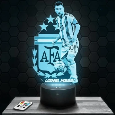 Immagine di Lampada da comodino, Luce notturna tattile L.Messi Argentina illusione 3D LED, idea regalo di Natale per ragazzi e ragazze notte bambini o adulti TOP