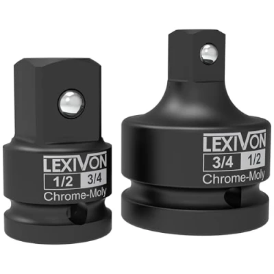 Immagine di LEXIVON Adattatore per bussole a percussione da 1/2&quot; e 3/4&quot;(2 pezzi): 1/2 femmina 3/4 maschio, riduttore 3/4&quot; acciaio al cromo vanadio superiore, omologato gli urti