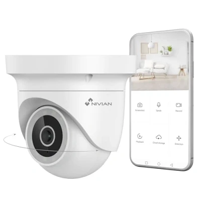 Immagine di NIVIAN Telecamera di sicurezza motorizzata 2K con WiFi, rilevamento del movimento, visione notturna, audio bidirezionale, monitoraggio automatico e controllo vocale app Tuya