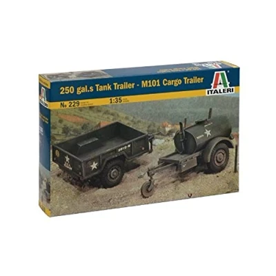 Immagine di Italeri 0229 Tank 250gals And Cargo M101 Trailers Model Kit Scala 1:35