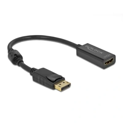 Immagine di Delock Da DisplayPort a (HDMI, 20 cm), Adattatore dati + video, Nero