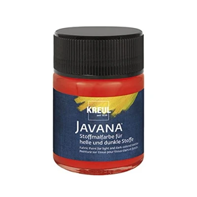 Immagine di KREUL 91941 50 ml di vernice per tessuti Javana in rosso chiari, a base d&#039;acqua con carattere cremoso, lavabile dopo il fissaggio