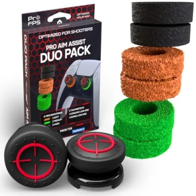 Immagine di ProFPS 6x Anelli di Precisione &amp; 2x Mixed Thumbsticks (Duo Pack) Adatto per Accessori PS5 PS4 Migliora Aim Assist Movimento Thumbstick Controller Gaming PS 5
