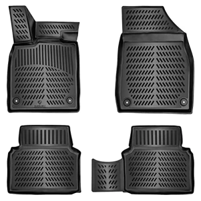 Immagine di ELMASLINE Set di tappetini in gomma 3D per VW ID.4 (ID4) 2020 2024 bordo extra alto accessori