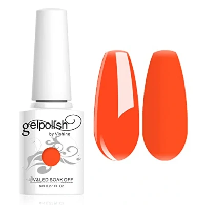 Immagine di Vishine Smalto Semipermente per Unghie in Gel UV LED Smalti Colori Soak Off Manicure e Pedicure 8ml 1pzs Hot Orange #043