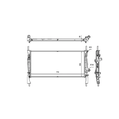 Immagine di NRF 53746 Radiatore motore Alluminio 769 388 27 con parti annesse Alette di raffreddamento saldate FORD: Transit Mk6 Camion pianale/Telaio