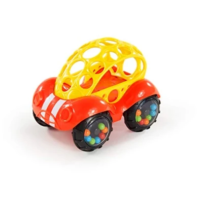 Immagine di Bright Starts Oball Easy Grasp Rattle &amp; Roll Buggie Auto a spinta senza BPA Giocattolo per gattonare neonati, 1 confezione, partire dai 3 mesi, rosso/giallo