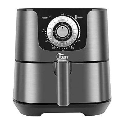 Immagine di Friggitrice ad Aria Calda 5,5 Litri, Uten Air Fryer XXL, Ricette PDF, Alloggiamento Placcato in Acciaio Inossidabile, 1700W, PFOA e BPA Free