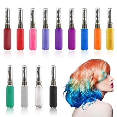 Immagine di Gesso per capelli ragazze, 13 colori, Vegena, mascara capelli, bambini, colore temporaneo, lavabile, non tossico, cosplay, carnevale, Natale, compleanno