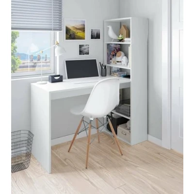 Immagine di Dmora Scrivania Reversibile con libreria a Cinque Ripiani, Colore Bianco, cm 120 x 144 53