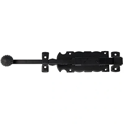Immagine di Amig Perno di sovrapposizione Chiusura per porte resistente cancelli Acciaio e Zama Colore: nero 250 x 60 mm Viti incluse