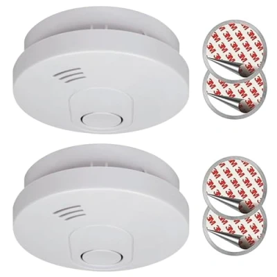 Immagine di Elro FS1510 Rivelatore di Fumo con Kit Adesivo Magnetico Batteria 10 Anni Sensore e Garanzia/DIN EN14604 Bianco 2, Bianco, 2 Pezzi, Set