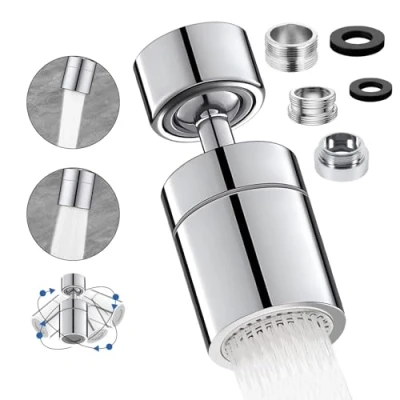 Immagine di DUNSOO Aeratore Rubinetto,Può Essere Ruotato di 360 Gradi Rompigetto Rubinetto Cucina con M22/M24 Filettatura Adattatori per Ugelli e Bagno